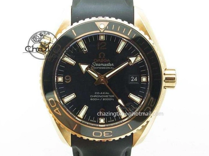 0517 Trendsetting Speedmaster ’57 SS Chrono AXF Best Edition RG Bezel Black Dial on Black Leather Strap A 8283